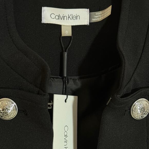 Calvin Klein Double Breast Military Blazer Zippered Sleeve Black NWT Size 8 - Picture 8 of 9